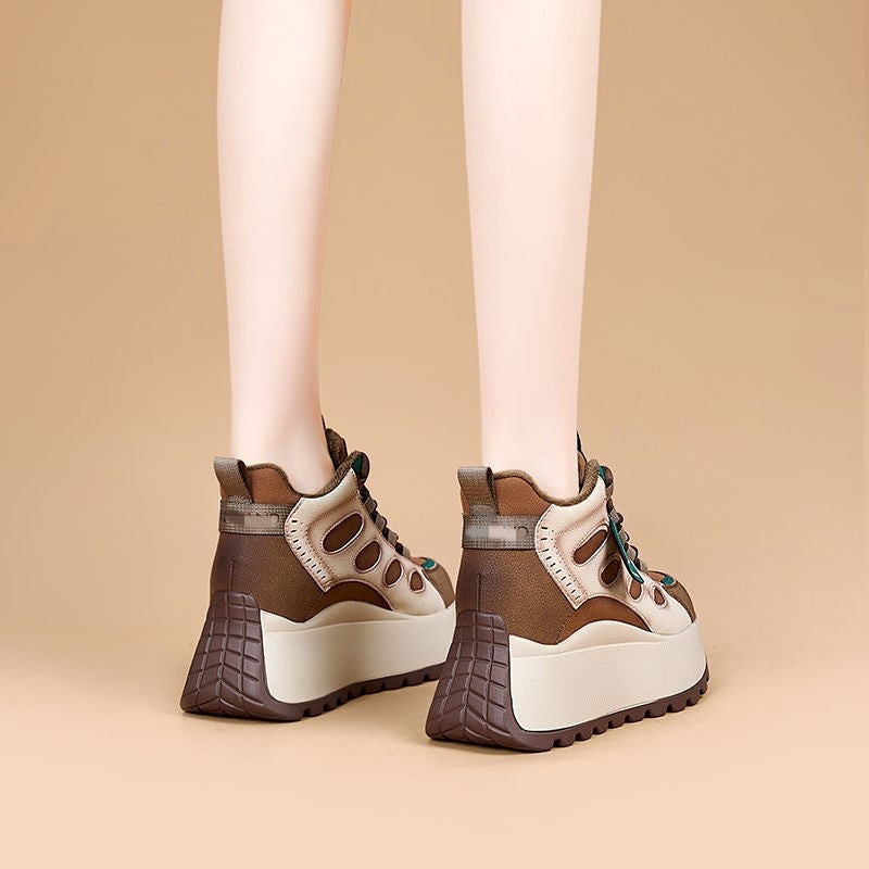 Damen Sportliche High-Top Sneakers mit Blockabsatz und einzigartigem Design R&B