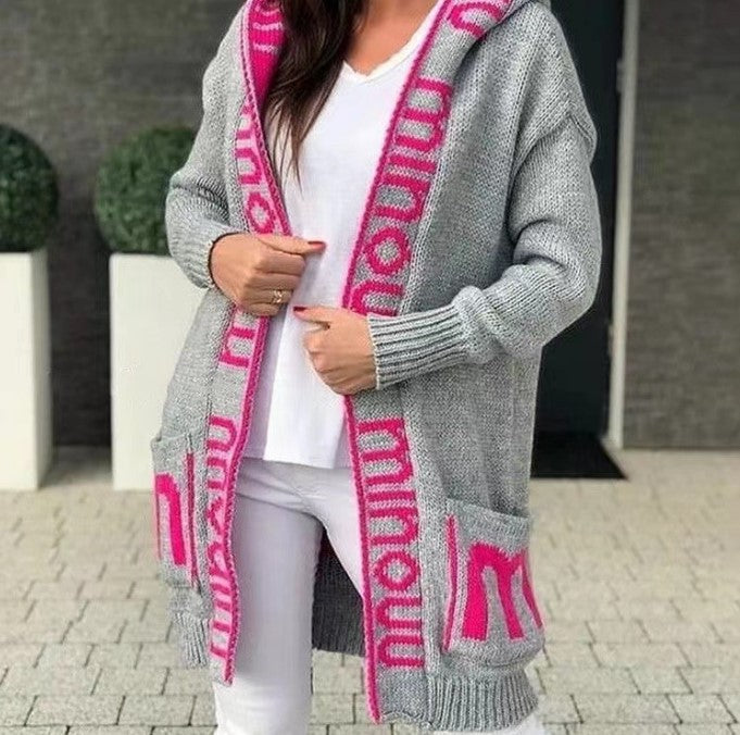 Damen gemütlicher Hooded Cardigan R&B