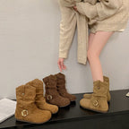 Damen Stiefeletten mit modischem Raffungselement und praktischen Schnallen