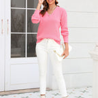 R&B | Schlichter Einfarbiger Strickpullover Mit Rundhals
