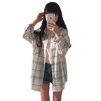 Damen gestreifte Overshirt-Bluse im lässigen Schnitt mit übergroßen Ärmeln
