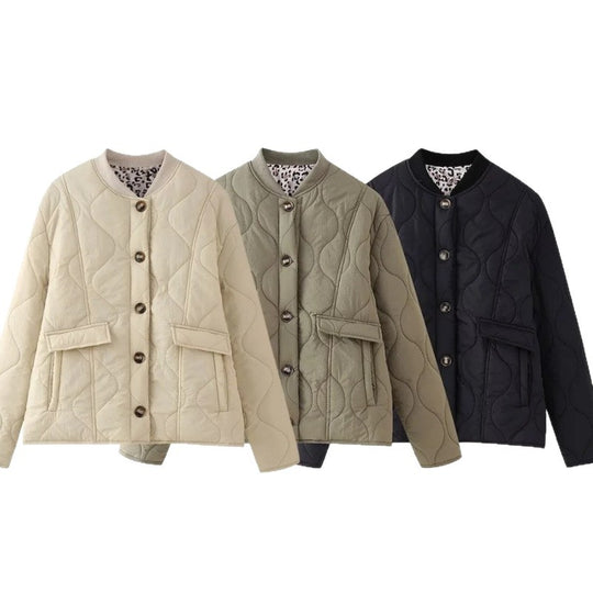 Damen gesteppte Oversize-Jacke mit praktischen Taschen und sportivem Design R&B