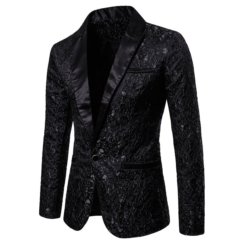 Herren eleganter Samtblazer mit kunstvollem Muster R&B