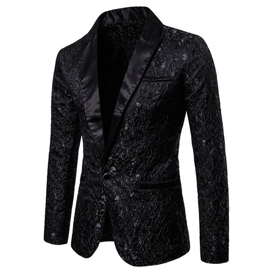 Herren eleganter Samtblazer mit kunstvollem Muster R&B