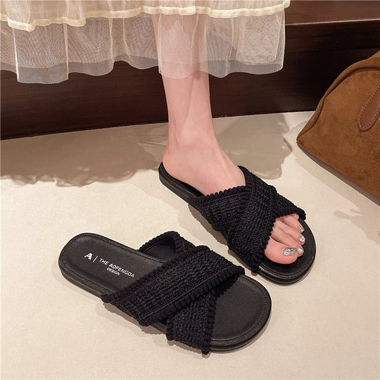 Damen modische Sandalen mit Pompons R&B