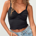 Damen Elegantes Spaghetti-Top mit verführerischer Drapierung R&B