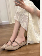 Damen elegante Slingback Ballerinas mit dekorativen Nieten R&B