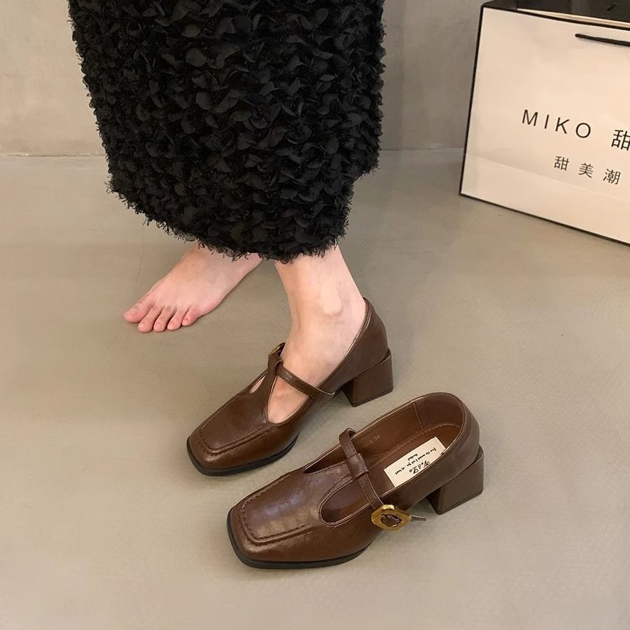 Damen elegante Mary Jane Pumps mit auffälliger Schnalle R&B