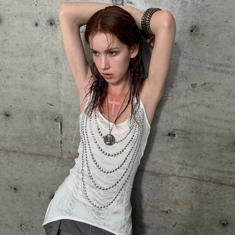Damen Glitzerndes Tanktop mit asymmetrischem Schnitt R&B