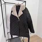 Damen gesteppte Winterjacke mit weichem Kragen und praktischen Taschen R&B