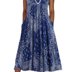 Damen Sommerliches Maxikleid mit elegantem Bandana-Muster und praktischen Taschen R&B