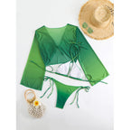 Damen Bikini-Set mit transparentem Oberteil und verstellbaren Trägern R&B