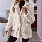 Damen Flauschiger und eleganter Teddy-Mantel mit aufwendiger Struktur