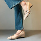 Damen elegante Slingback-Pumps mit modischen Querriemen und spitzem Fußbereich R&B