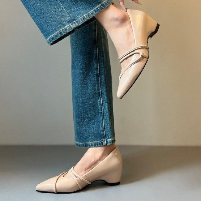 Damen elegante Slingback-Pumps mit modischen Querriemen und spitzem Fußbereich R&B