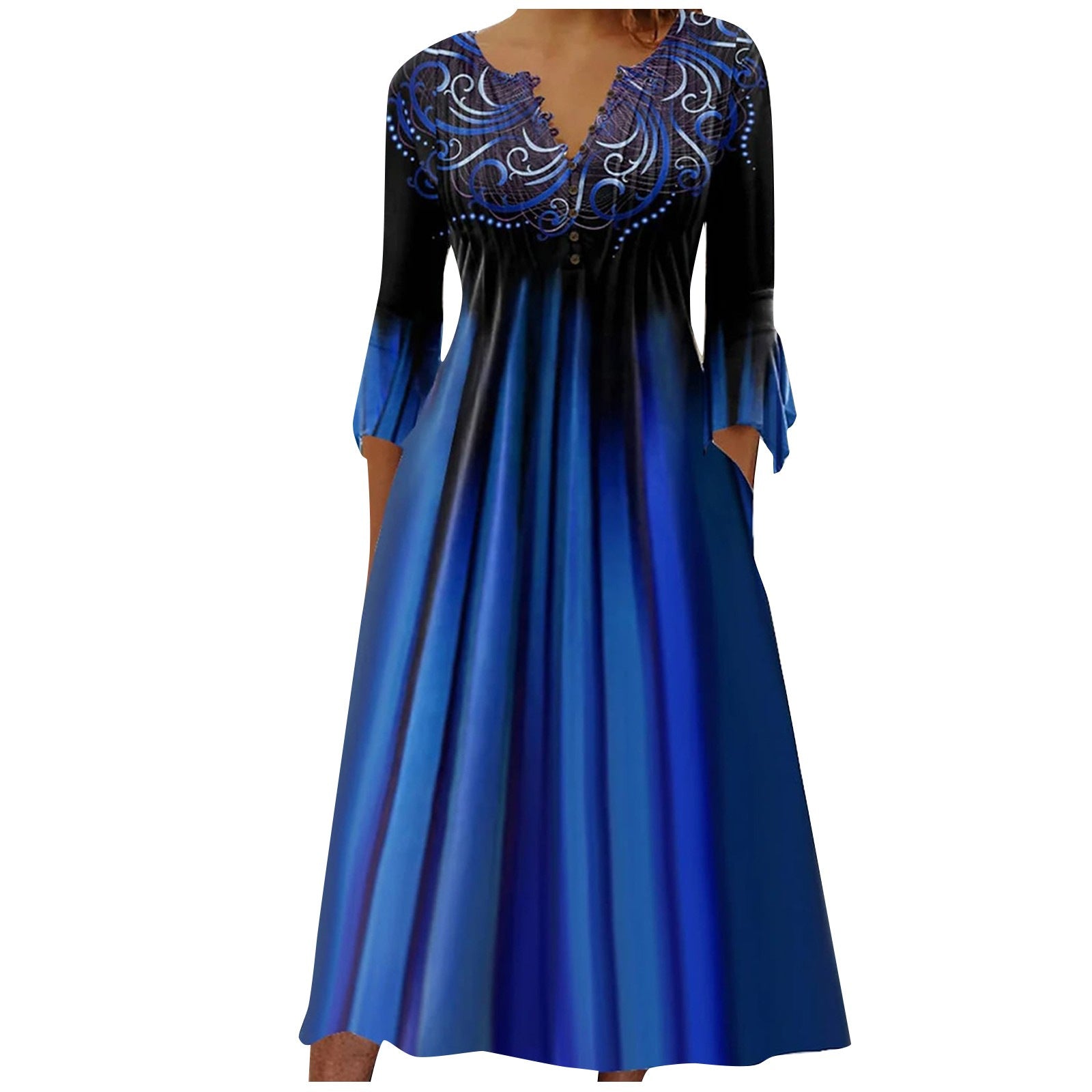 Damen Midikleid mit eleganter Bestickung und fließendem Schnitt R&B