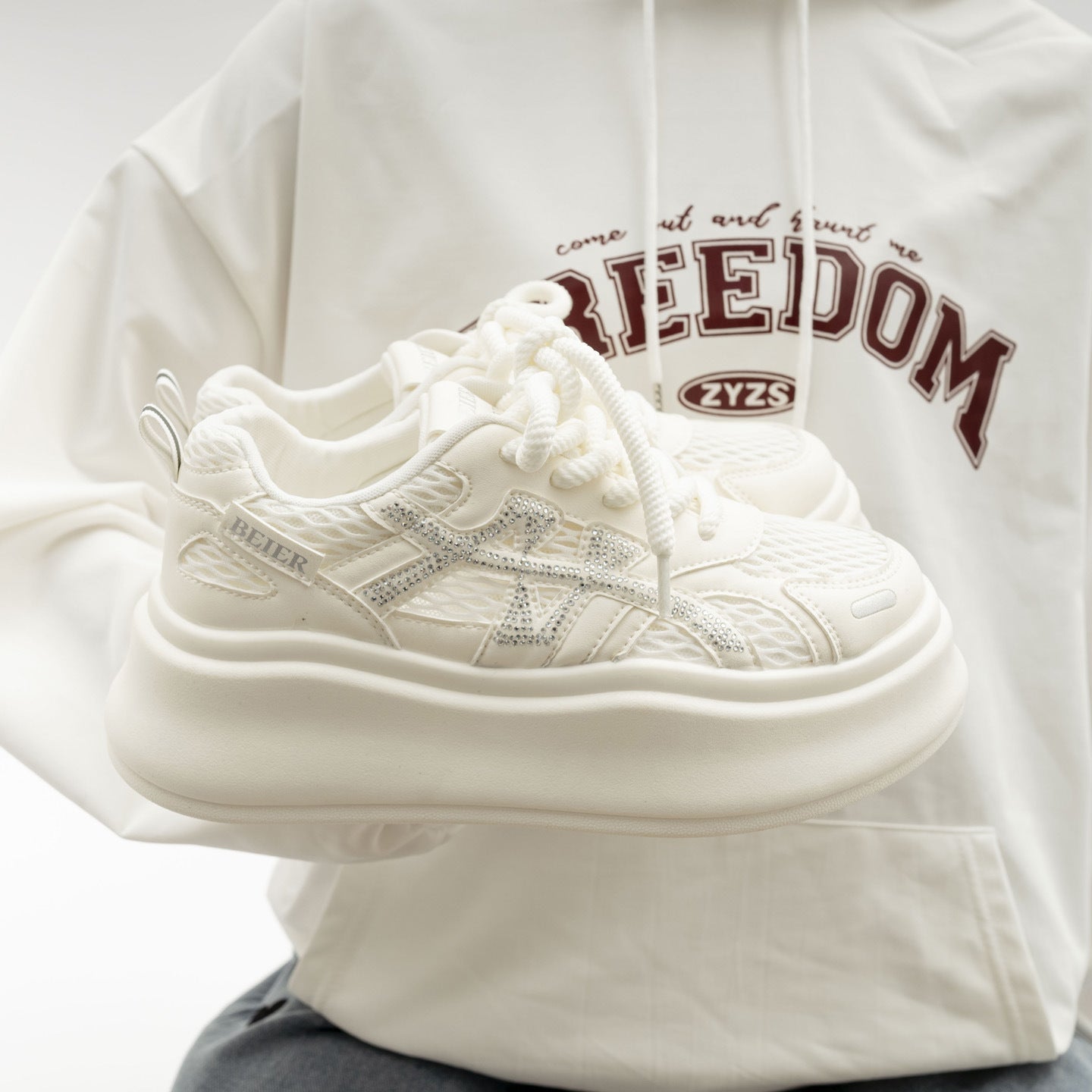 Damen Plattform Sneakers mit Glitzerakzenten und innovativer Sohle
