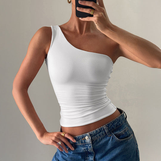 Damen asymmetrisches Trägershirt aus elastischem Material R&B