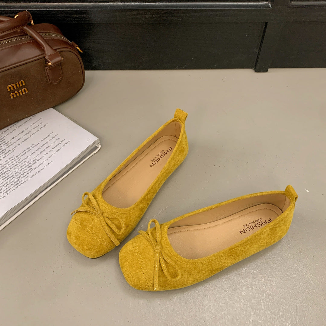 Damen Ballerinas mit zierlicher Schleifenverzierung und bequemer Ledersohle R&B