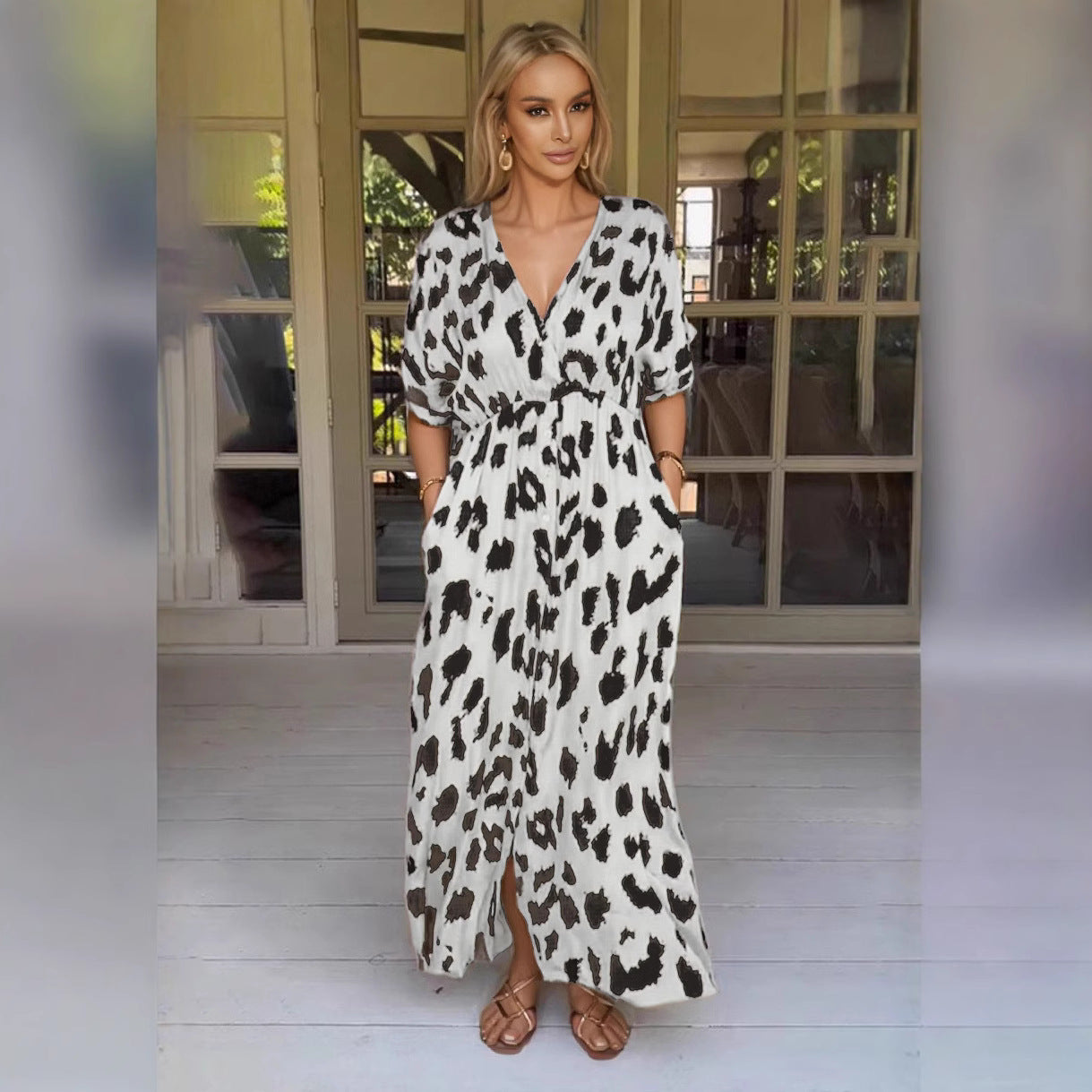 R&B | Leopard-Kleid Grenzüberschreitendes Leopardenmuster Kleid