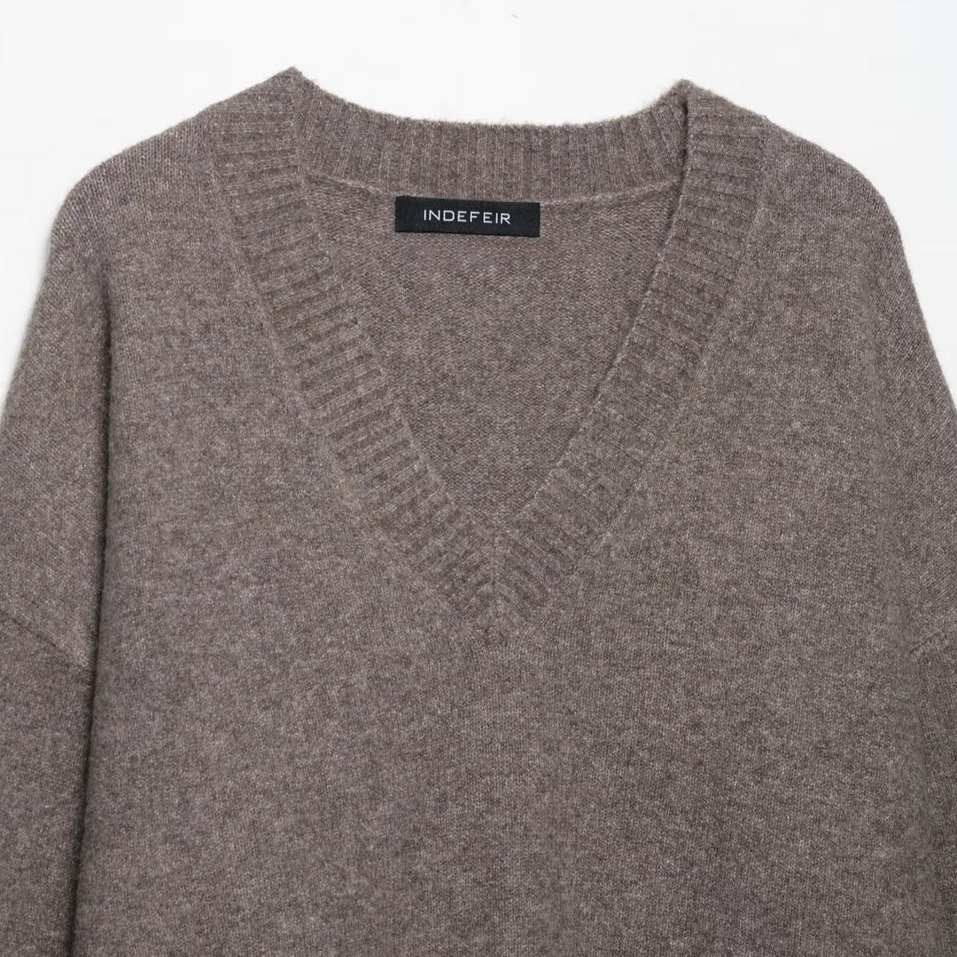 Damen kuscheliger V-Ausschnitt Pullover R&B