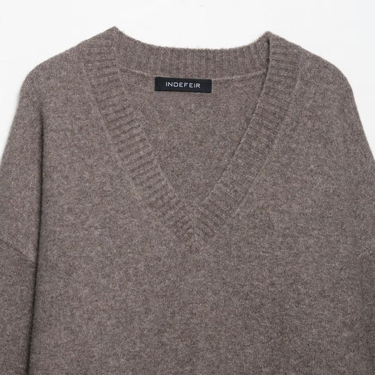 Damen kuscheliger V-Ausschnitt Pullover R&B