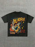 Damen Grafik T-Shirt mit einzigartigem Skelettdesign und kreativem Schriftzug R&B