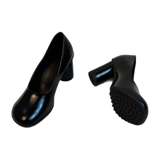 Damen elegante Pumps mit glänzender Lack-Oberfläche und komfortablem Blockabsatz R&B