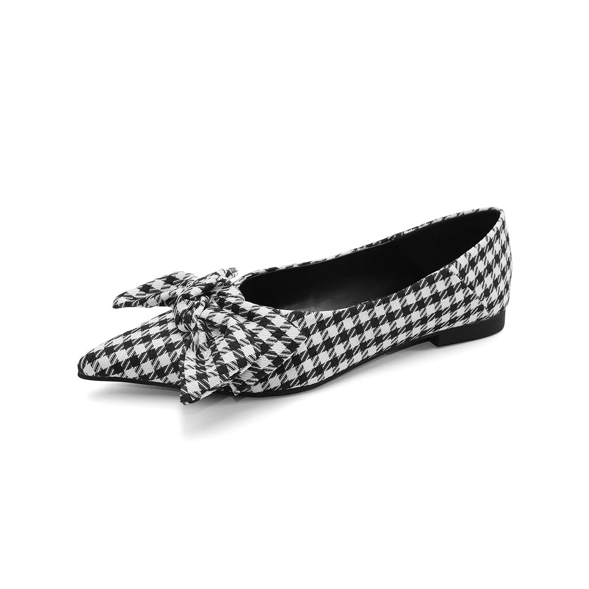 Damen Ballerinas mit stilvollem Karomuster und eleganter Schleifenapplikation