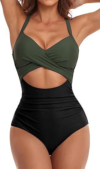 Damen Einteiliger Badeanzug mit elegantem Wickelschnitt R&B
