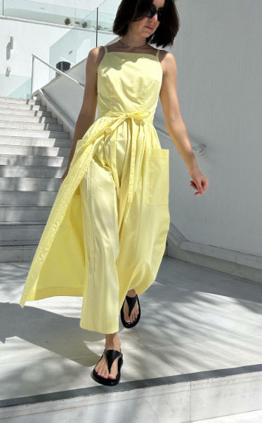 Damen Maxi-Kleid mit schwingendem Rock und praktischen Seitentaschen R&B