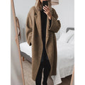 Damen Oversized Wolle-Mantel mit elegantem Revers und doppelt Knopfverschluss R&B