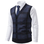 Herren elegante Strickjacke mit modernem Karomuster R&B