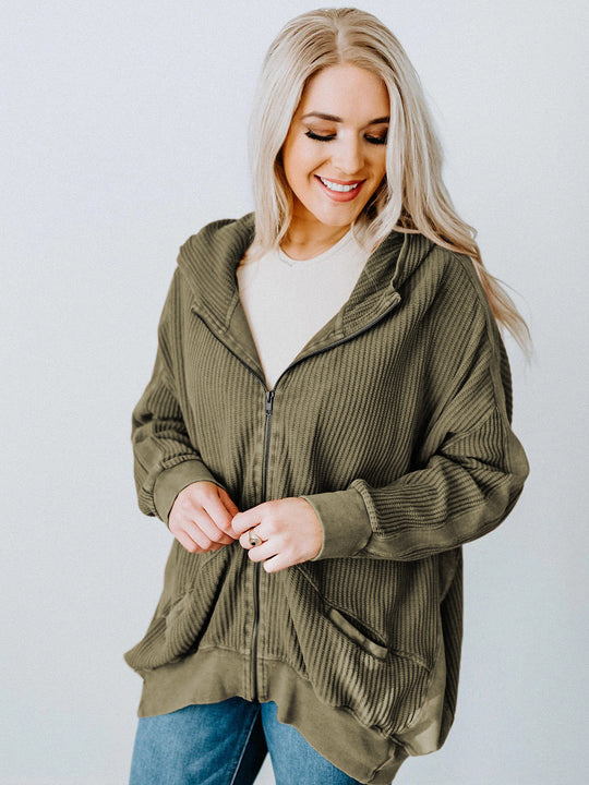 Damen Lässiger Kapuzenpullover mit strukturiertem Material und praktischen Taschen R&B