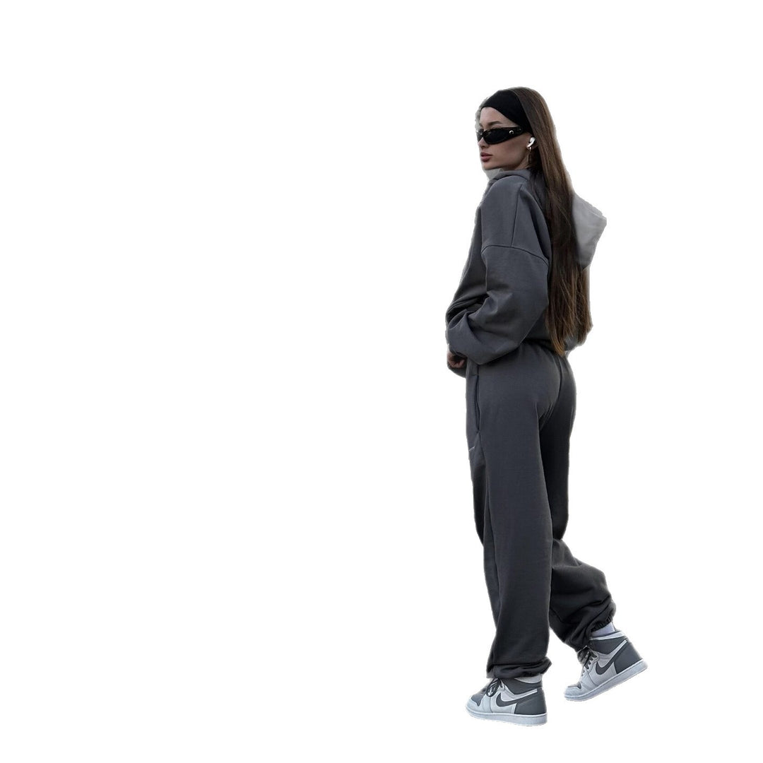 Damen lässiges Lounge-Set mit weiten Hosen und sportlicher Jacke R&B