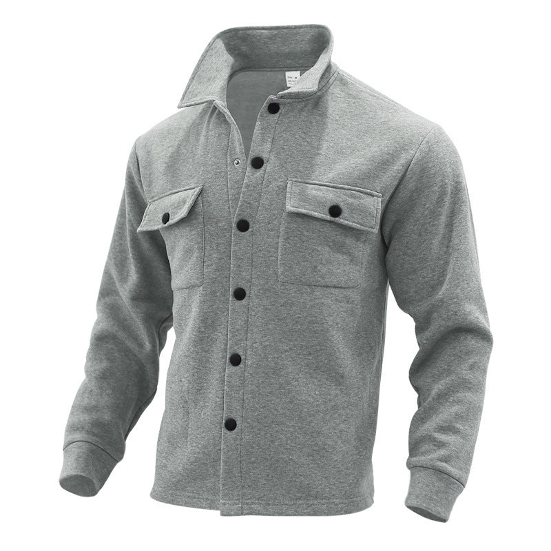 Herren lässige Hemdjacke mit praktischen Taschen und modernem Stehkragen R&B