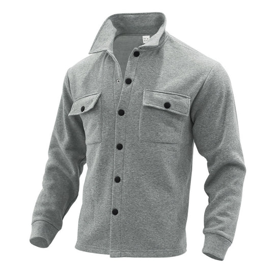 Herren lässige Hemdjacke mit praktischen Taschen und modernem Stehkragen R&B