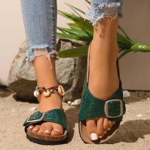 Damen komfortable Riemchen-Sandalen mit dekorativem Schnallen-Verschluss R&B
