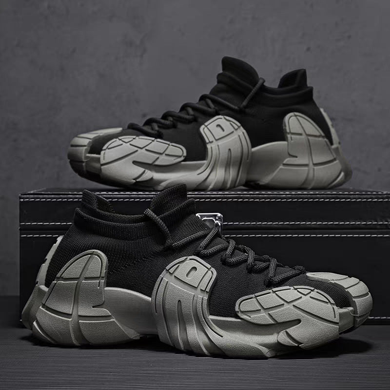 Damen Designer Sneaker mit hohem Kragen und textilförmiger Struktur R&B