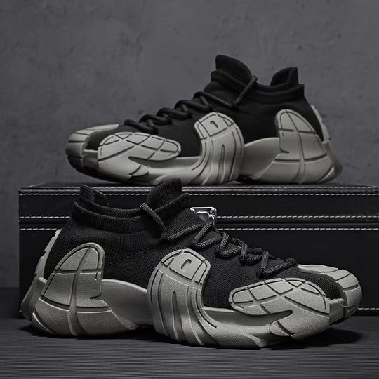 Damen Designer Sneaker mit hohem Kragen und textilförmiger Struktur R&B