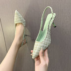 Damen Slingback-Pumps mit Elegantem Stoffmix und Modischem Absatz Heidi-Mode