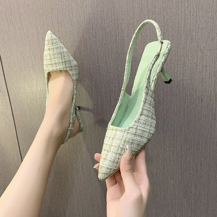 Damen Slingback-Pumps mit Elegantem Stoffmix und Modischem Absatz Heidi-Mode