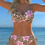 Damen Bikini-Set mit raffiniertem Wickeldesign und kontrastierenden Farben