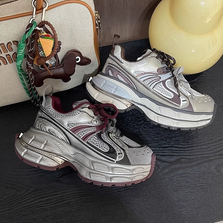 Damen Modische Chunky Sneakers mit dämpfender Sohle und atmungsaktivem Obermaterial R&B