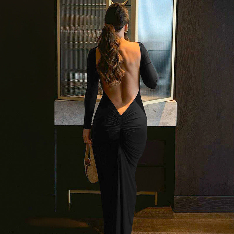 Damen Elegantes langes Kleid mit raffiniertem Raffungseffekt R&B