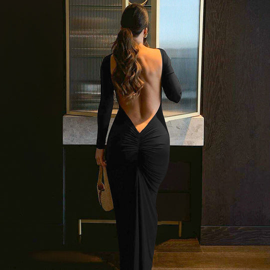 Damen Elegantes langes Kleid mit raffiniertem Raffungseffekt R&B