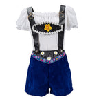 Damen nan verspieltes Latzshorts-Set mit Carmenbluse, verstellbaren Trägern und Blumenapplikation R&B