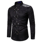 Herren modernes Langarmhemd mit stylischem Ring-Detail R&B