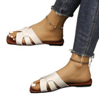Damen Flache Riemchensandalen aus hochwertigem Leder R&B