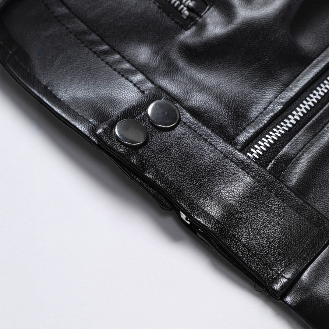 Herren modische Kunstlederjacke mit abnehmbaren Taschen R&B